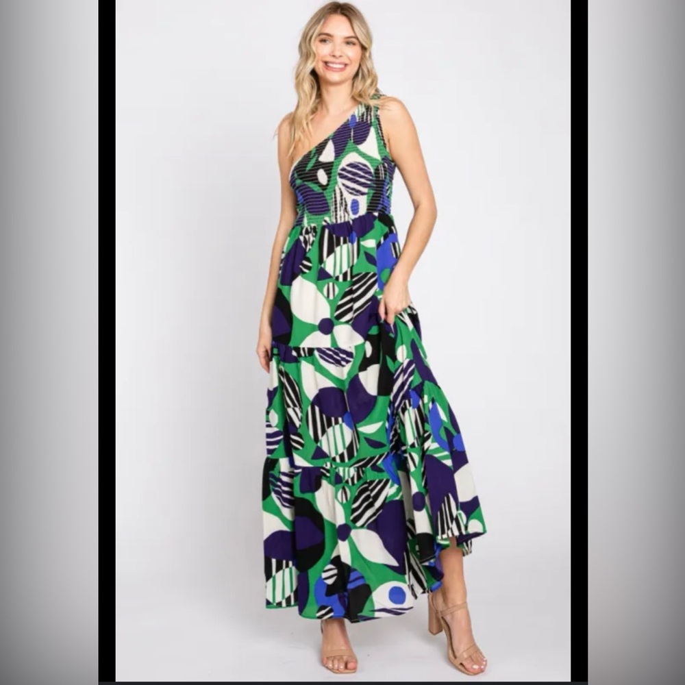Sugarlips One-Shoulder Patterned Dress, size M